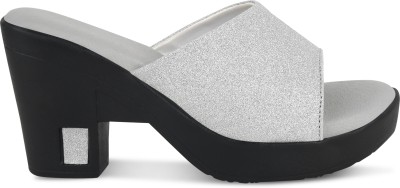 KOMOPT Women Heels(Silver , 8)