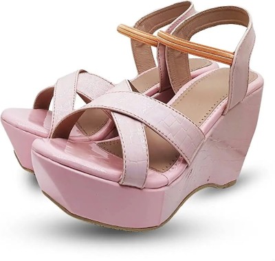 MONAQI Women Wedges(Pink , 3)