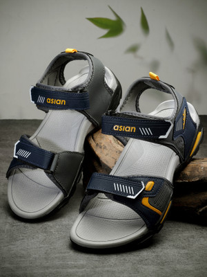 asian Men Sports Sandals(Navy, Blue , 6)