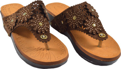 Komfy Women Wedges(Brown , 7)