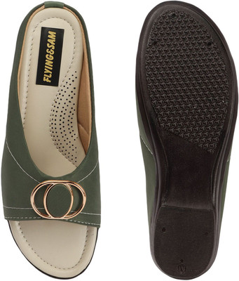 FLYING&SAM Women Flats(Green , 4)