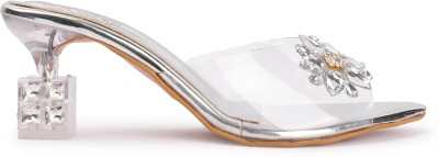 ELUXE PARIS Women Heels(Silver , 4)