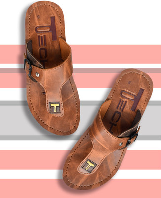 Techify Men Flip Flops(Tan , 7)