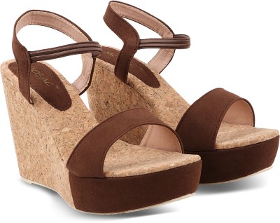 MOSAC Women Wedges(Brown , 4)