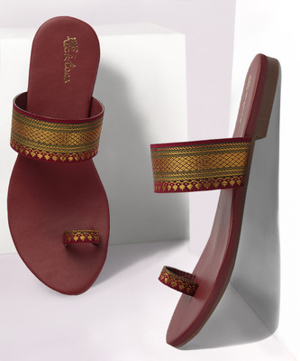 Picktoes PT-1193 Lightweight Comfort Summer Trendy Premium Stylish Party disigin Women Flats(Maroon , 8)