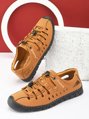 house of common Men Sandals(Brown, Black , 10)