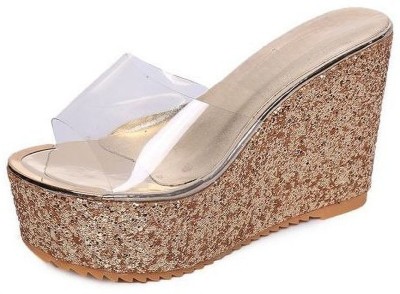 Gloglamp Women Wedges(Gold , 3)