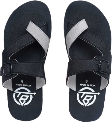 THE BABA Men Flip Flops(Black , 8)