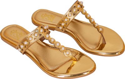 ZSchicfashion Women Flats(Gold , 4)