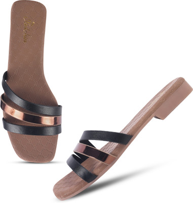 Padchin Women Flats(Beige, Black , 5)