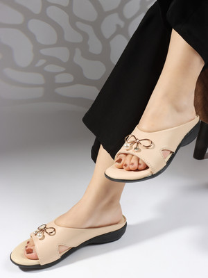 YoloYells Women Wedges(Beige , 6)