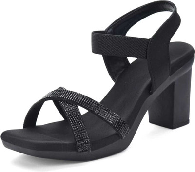 afuzi Women Heels(Black , 8)