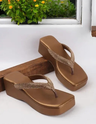 Librement Footwear Women Wedges(Copper , 8)