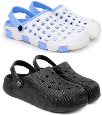 Kapani Fashion Men Clogs(Black, White , 7)