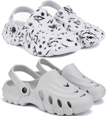 Kapani Fashion Men Flipflops, Slipper, Slides, Sandal, Clogs-Combo Pack of 2 (White, Grey , 7) Men Sandals(White, Grey , 7)