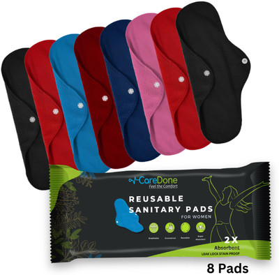 CareDone Reusable Washable Sanitary Cloth Pads Napkins Eco-Friendly Cloths Pads Sanitary Pad(Pack of 8)