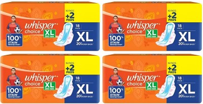 Whisper CHOICE ULTRA 280mm, XL, 18x4 NAPKINS Sanitary Pad(Pack of 4)