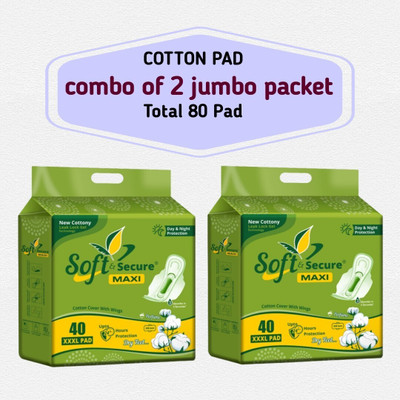 soft & secure JUMBO COTTONY MAXI PAD COMBO OF 2 PACK Sanitary Pad(Pack of 80)