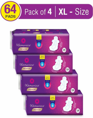 Womanica Premium Sanitary Pads for All-Day Protection | XL Size (290mm) | 16 Pads Each Sanitary Pad(Pack of 4)