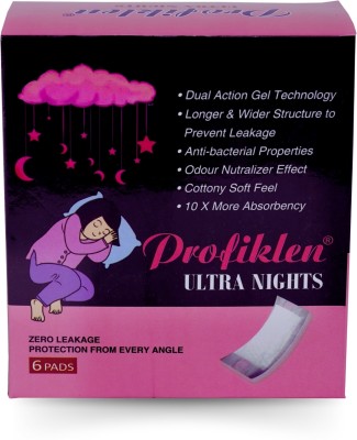 Profiklen Ultra Night Sanitary Pad|Absorbs 2X More With Wider Back|Helps Prevent Rashes Sanitary Pad