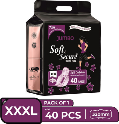 soft & secure XXXL JUMBO DRY RASH FREE SANITARY NAPKIN Sanitary Pad (Pack of 40) Sanitary Pad(Pack of 40)