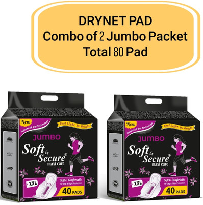 SOFT & SECURE SOFT & RASH FREE XXL SANITARY PAD, WITH 3 SECOND ABSORPTION FOR HEAVY FLOW SANITARY PAD Sanitary Pad(Pack of 80)