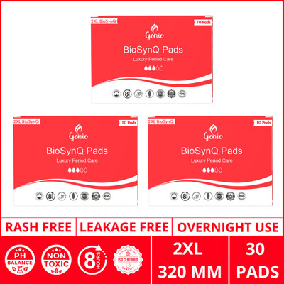 Genie Pads Genie BioSynQ 2XL Pads Pack of 30 Sanitary Pad(Pack of 30)