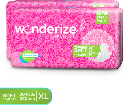 Wonderize Soft Comfort XL Sanitary Napkin 30 Pads Combo of 2 With Disposable Pouch Sanitary Pad(Pack of 2)