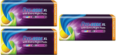Pro-ease XL with Extra Night Pads - (14+6)x3 Pieces Of Sanitary Pad(Pack of 3)