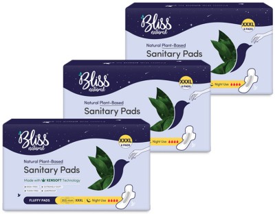 BlissNatural Organic Rash Free Sanitary Pads For Women|Night Pad|Heavy Flow Pads|18 Sanitary Pad(Pack of 18)