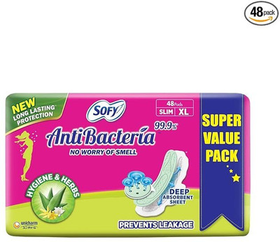 SOFY SOFYantiBacteria-Pads XL - 48 Pack | Long-Lasting Sanitary Pad (Pack of 48) Sanitary Pad