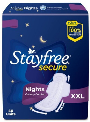 STAYFREE Secure Nights Cottony Soft Comfort Pads - 40 Pcs Sanitary Pad