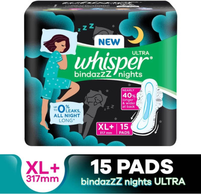Whisper ULTRA bindazzZ nights XL+ 317 mm - 15 Pcs Sanitary Pad