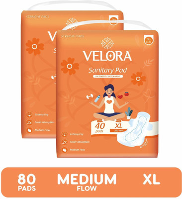 VELORA Dry Feel XL 80 Pads Straight Sanitary Pads for Women & Girl (40 Pads each-280MM) Sanitary Pad(Pack of 80)