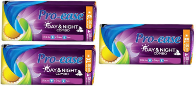 Pro-ease Proease Day & Nights Combo XL 14Days + 6Night Pads Sanitary Pad(Pack of 3)