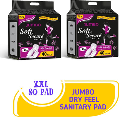 SOFT & SECURE DRY COVER MAXI CARE SOFT COMFORT XXL SANITARY PAD Sanitary Pad(Pack of 80)