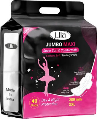 Liia Super Soft Rash Free Sanitary Pad Heavy Flow Pack Of 1 (40 Pads) Sanitary Pad