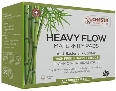 CHESTA FORMULATION Sanitary Pads for Women Heavy Flow Maternity Pads [Size-XL-280MM Pads-18PCS] Sanitary Pad(Pack of 18)