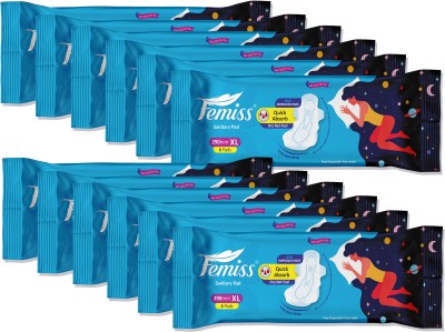 Femiss Extra Absorb Overnight Sanitary Pad For Women|Size-XL-72 Pads|Pack-12 -Each 6Pcs Sanitary Pad(Pack of 12)