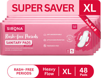 SIRONA Rash-Free Cottony Soft | For Heavy Flow & Leak Protection | Super Saver Pack-XL Sanitary Pad(Pack of 48)