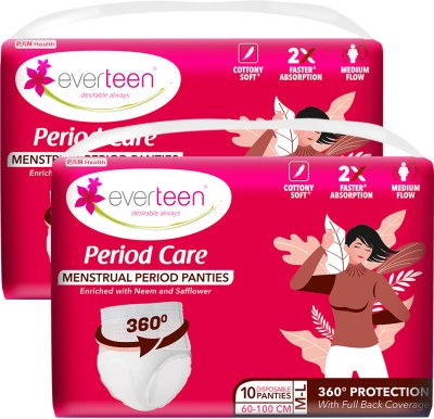 everteen Disposable Menstrual Period Panties|12 Hr Leak Proof |M-L|(Packof20) Sanitary Pad(Pack of 2)