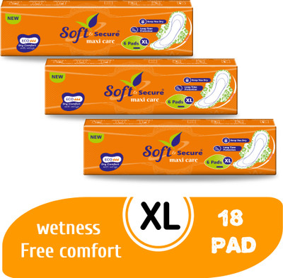 soft & secure Dry feel XL sanitarypad, Soft & Rash free for Heavy flow sanitary pad Sanitary Pad(Pack of 18)