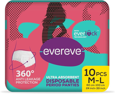 EverEve Ultra Absorbent, Heavy Flow Disposable Period Panties Size M-L (Pack of 10PCS) Sanitary Pad