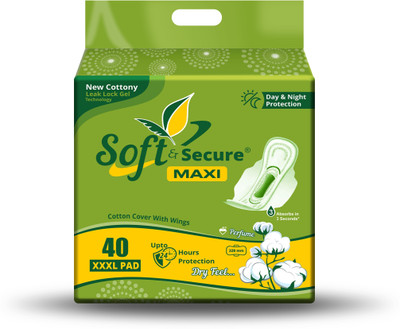 soft & secure COTTONY MAXI PAD JAMBO PACK (XXL-40pcs) Sanitary Pad(Pack of 40)