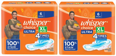 Whisper choice ULTRA XL 280 mm - 6x2 Pcs Sanitary Pad(Pack of 2)