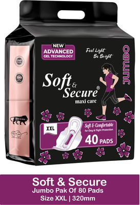 SOFT & SECURE Period Care Maxi Pad XXL Sanitary Pad(Pack of 40)