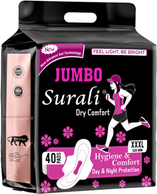Surali Anti Rush Jumbo XXXL 320mm Drynet pad Sanitary Pad(Pack of 40)