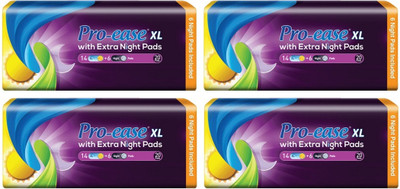 Pro-ease XL with Extra Night Pads - (14+6)x4 Pieces Of Sanitary Pad(Pack of 4)