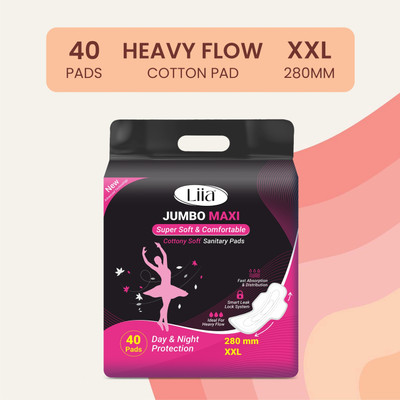 Liia Extended coverage with ultra-dry technology for all-day freshness. Sanitary Pad(Pack of 40)