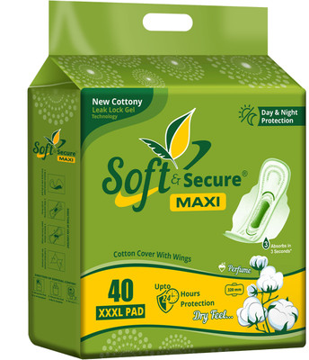 SOFT & SECURE Cottony Cover XXXL Size For Heavy Flow Master Sanitary Pad(Pack of 40)